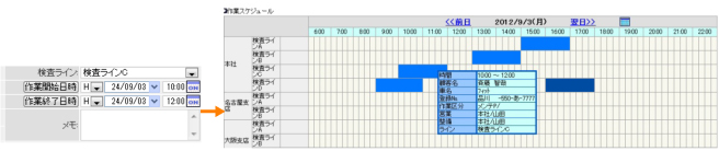 車検ラインの予約スケジュール管理機能
