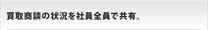 買取商談の状況を社員全員で共有。